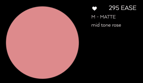 A pink circle with the words m matte mid tone rose.