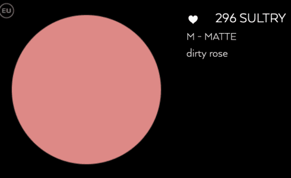 A pink circle with the words m matte dirty rose.