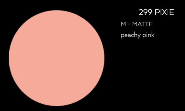 A pink circle with the words m mate peachy pink.