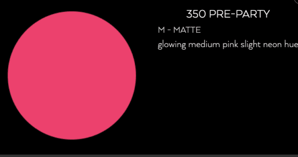 A pink blusher with the words 350 pre party matte.